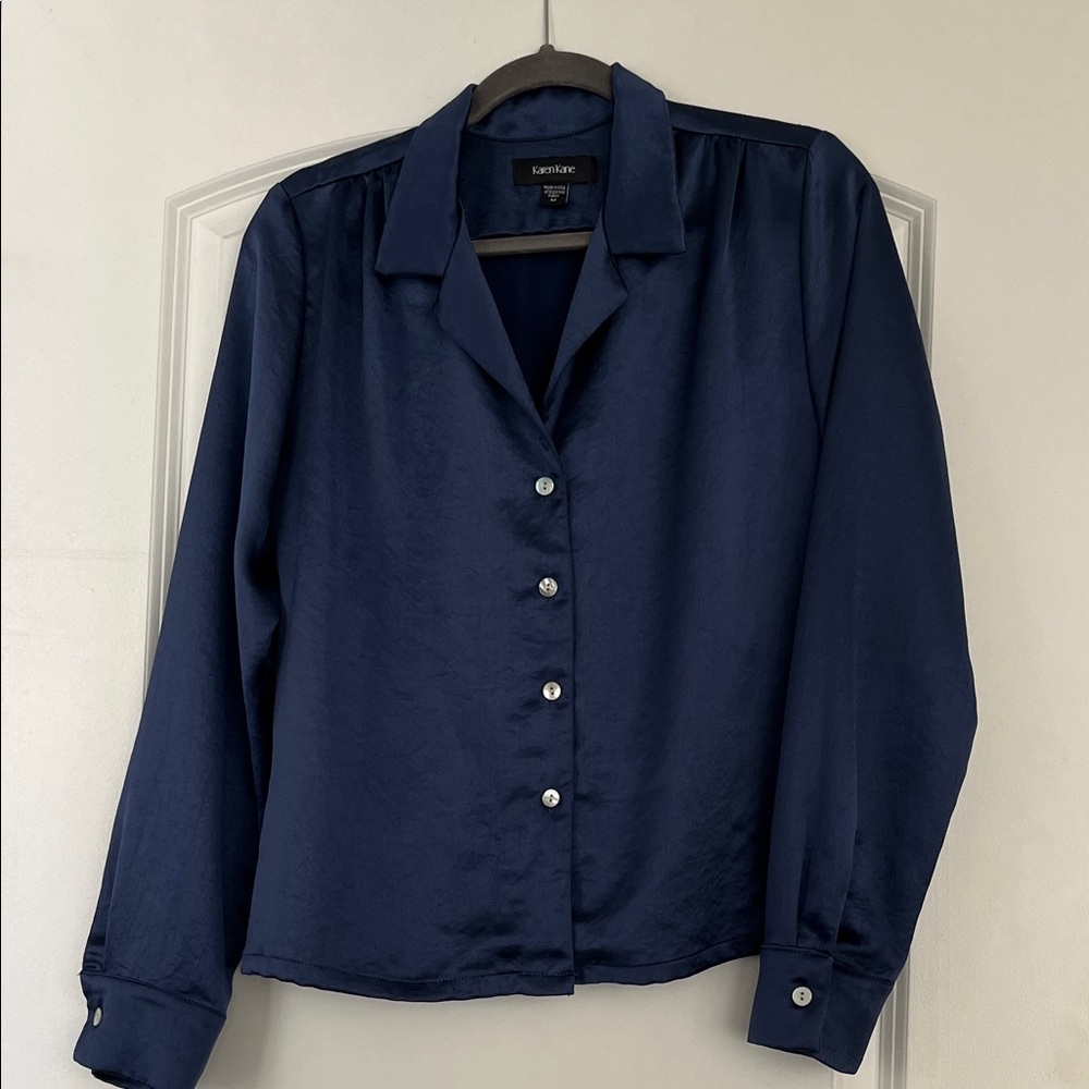 Karen Kane Navy Button-Down Shirt
